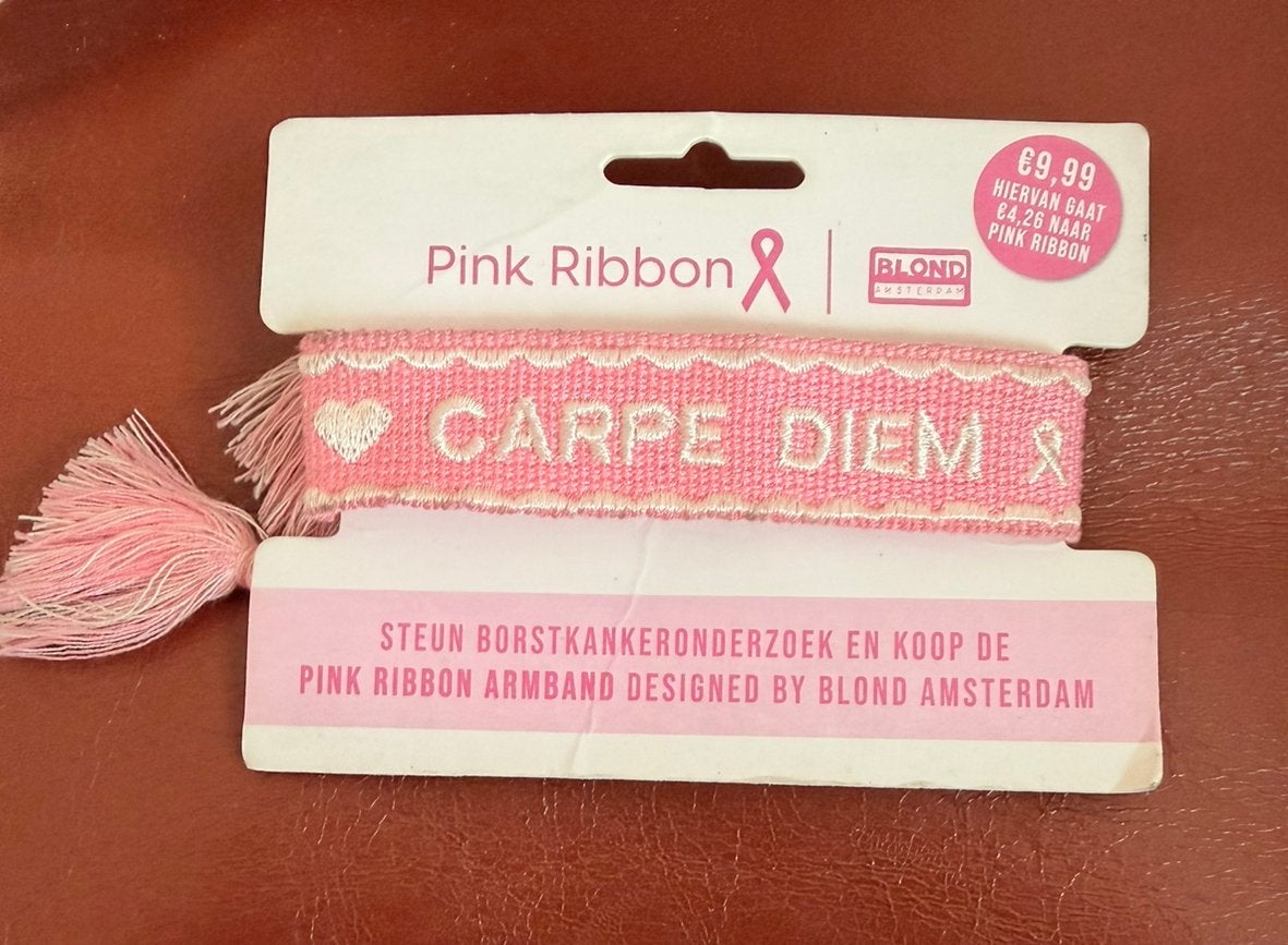 Carpe Diem Pink Ribbon Armband Blond Amsterdam, Sieraden, Tassen en Uiterlijk, Armbanden, Overige materialen, Verzenden, Nieuw