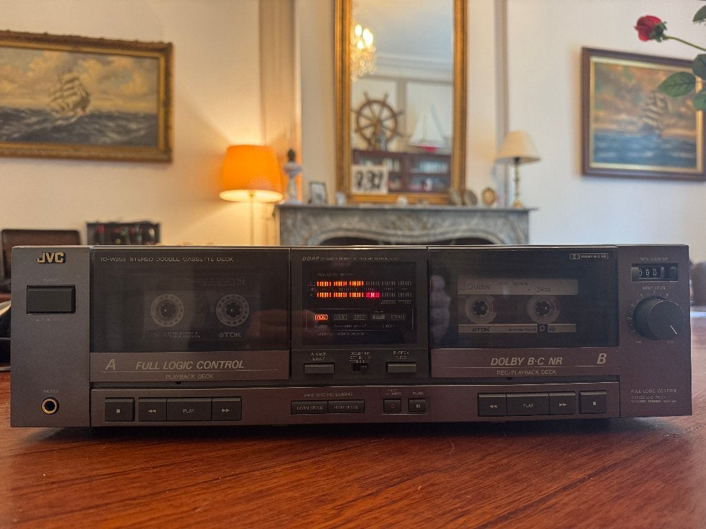 JVC Stereo Dubbel Cassette-Deck TD-253 Titanium Grey, Ophalen of Verzenden, Dubbel, JVC, Auto-reverse