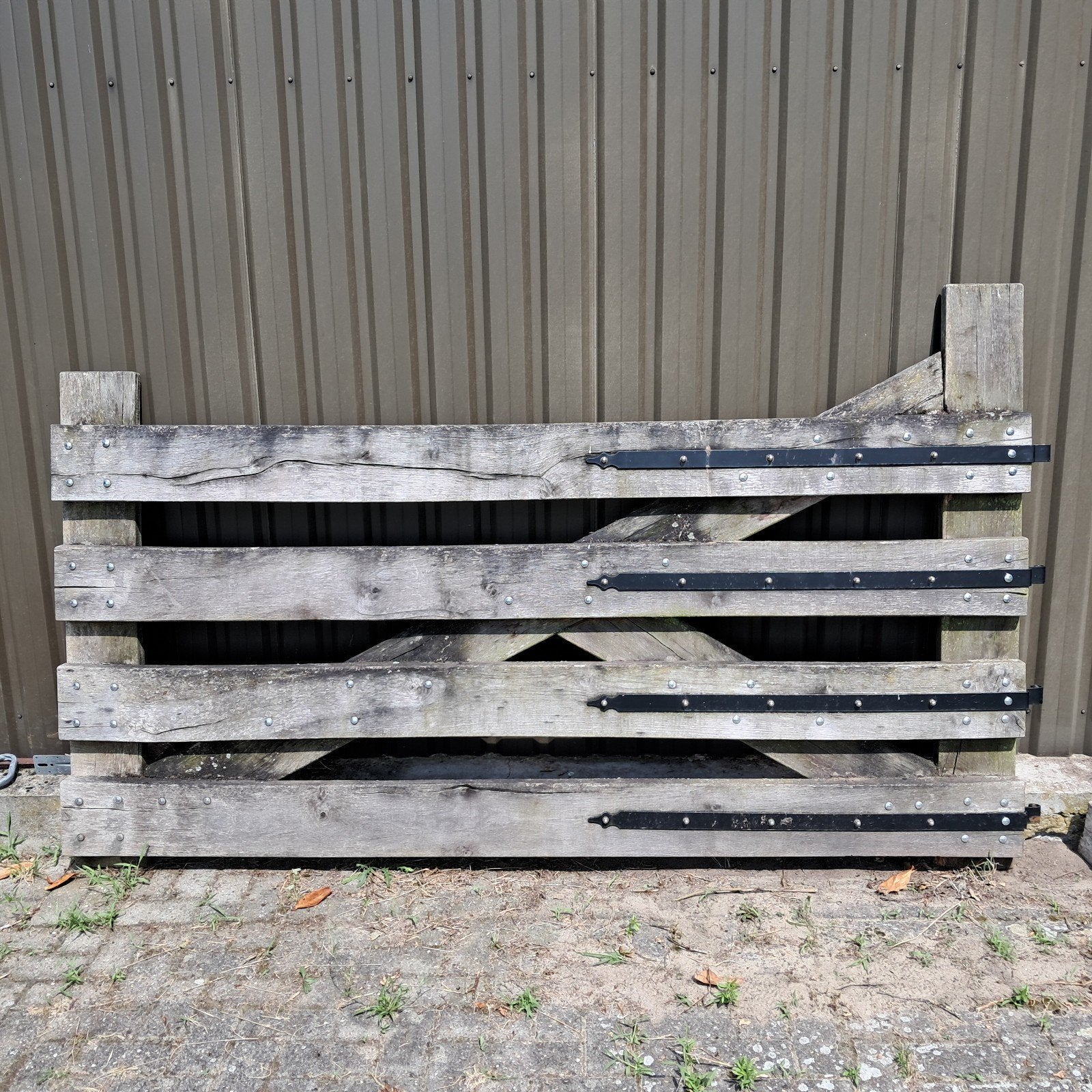 Eiken poort landhek, Tuin en Terras, Tuinhekken en Hekwerk, Gebruikt, Tuinhek, Hout, Ophalen