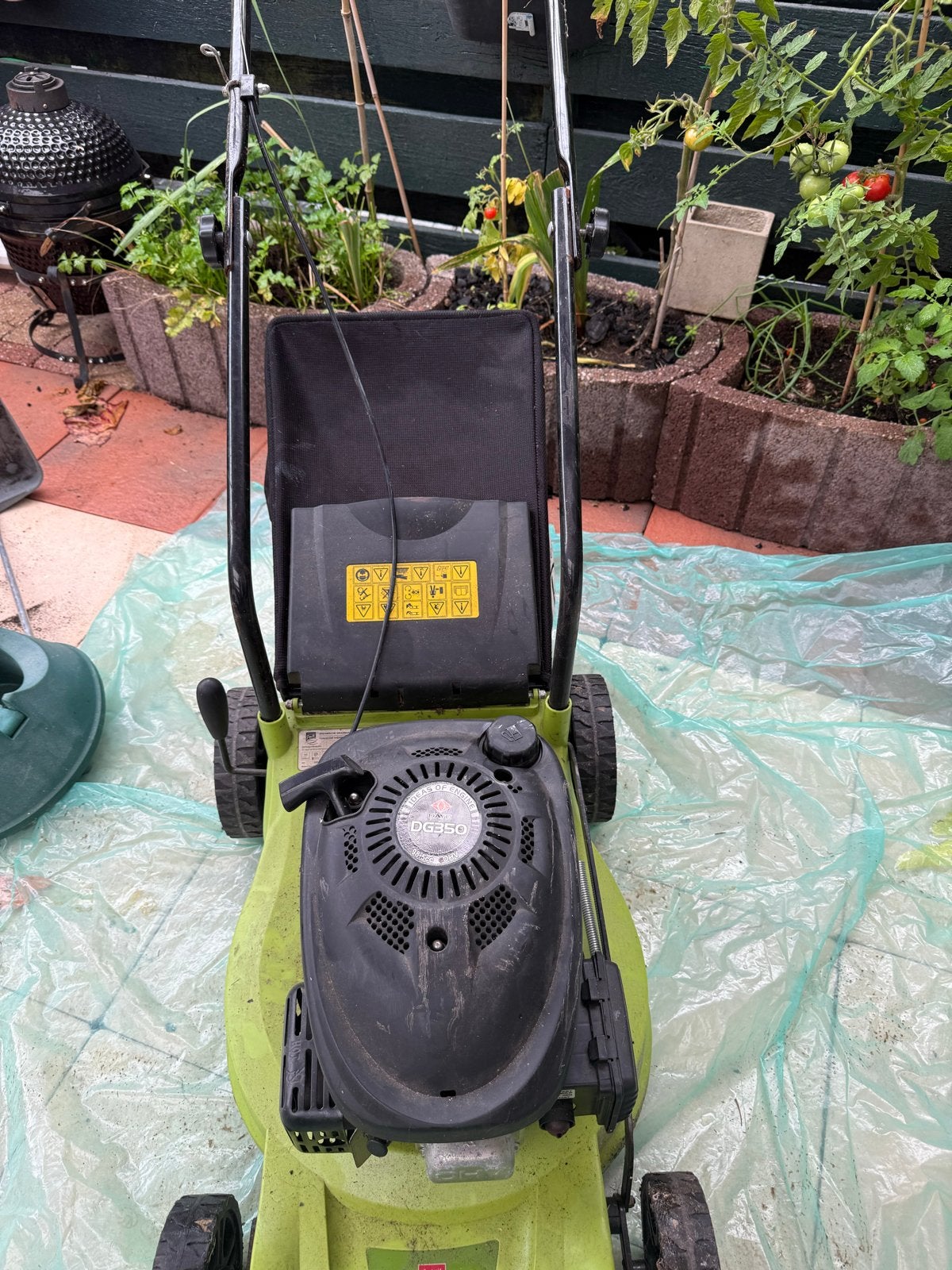 Parkside Benzine Grasmaaier DG350 - Gebruikt, Tuin en Terras, Ophalen, Cirkelmaaier, Gebruikt, Opvangbak