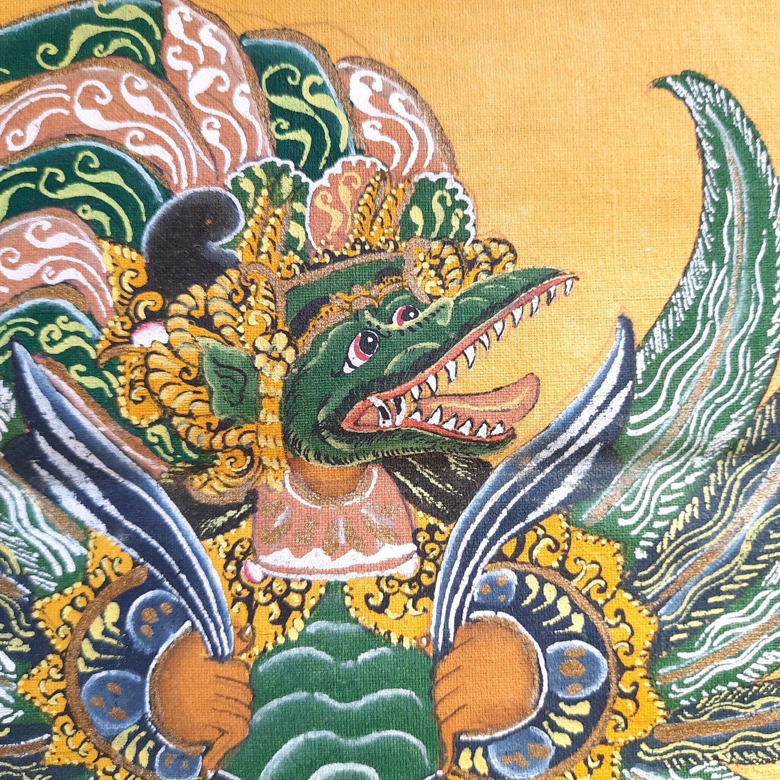 Bali Indonesië Schilderij op Textiel Gesigneerd D.P. Gambar, Verzenden