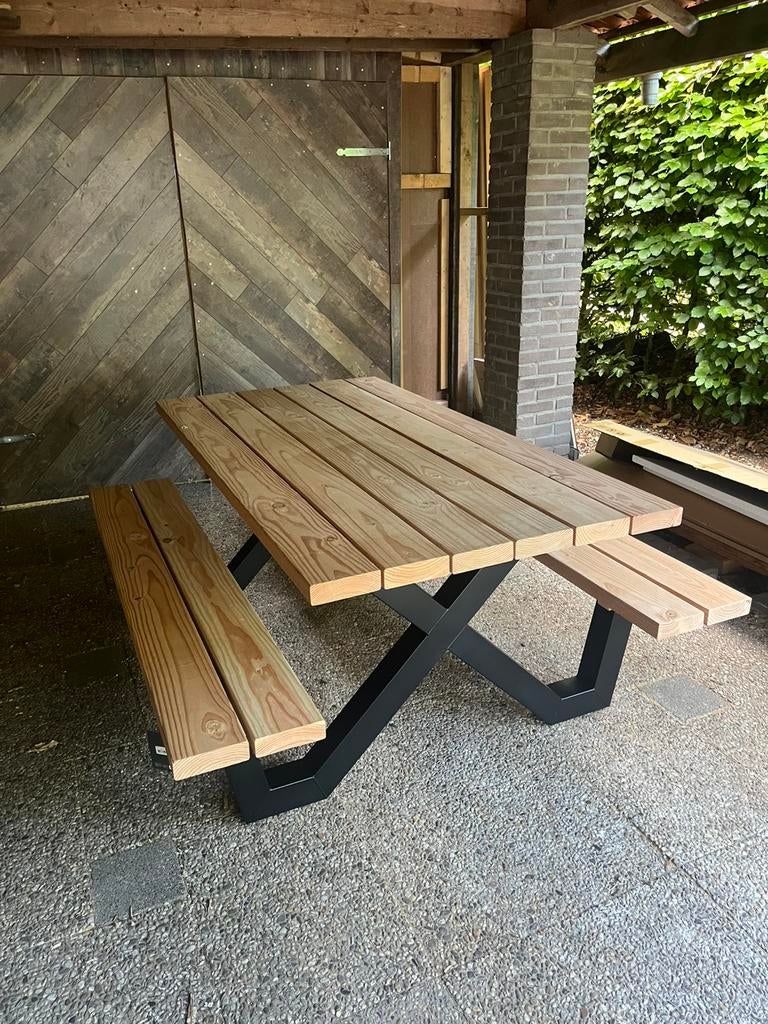 Picknicktafel 2 meter! Ook op maat!, Tuin en Terras, Ophalen of Verzenden, Zo goed als nieuw, Rechthoekig, Hout