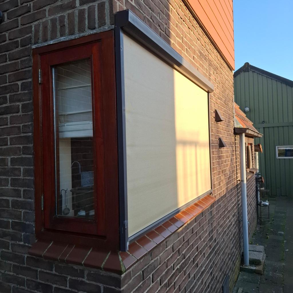 Zonwering Screen, Ophalen, Hout, 75 tot 150 cm, Raamkozijn