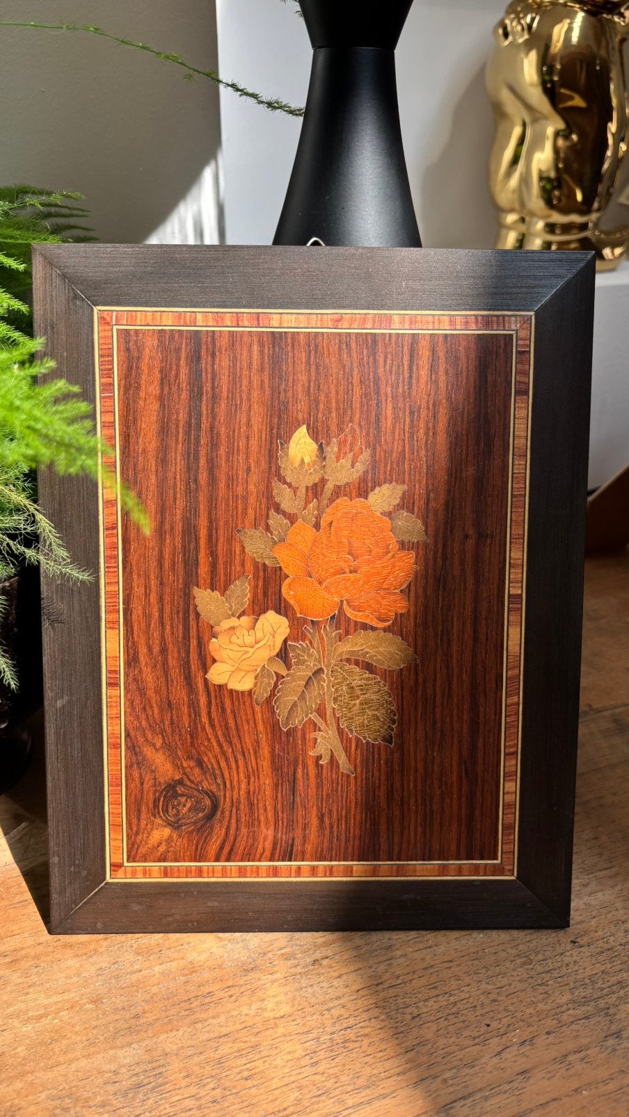 Italiaan houten schilderijtje 1973, Antiek en Kunst, Ophalen of Verzenden