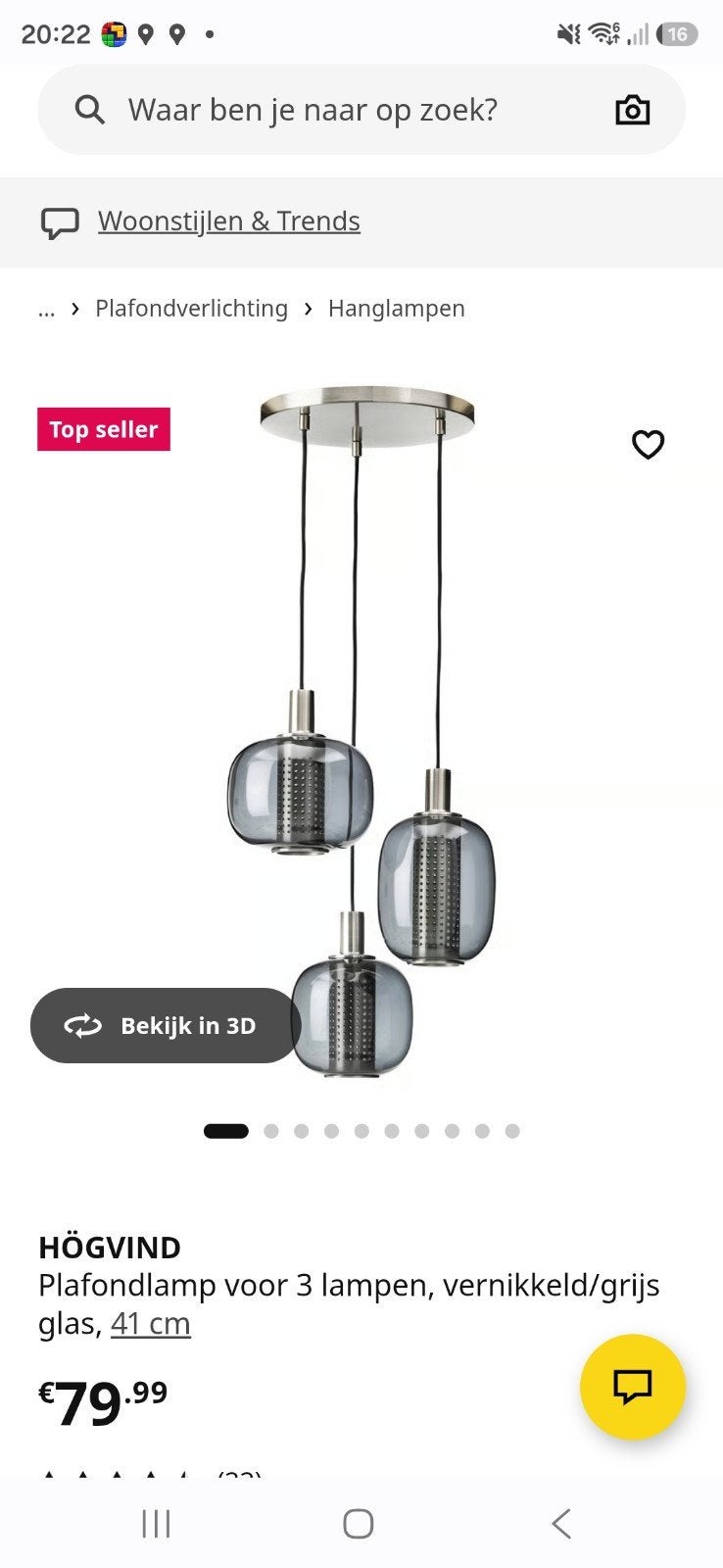 plafondlamp Högvind compleet, Ophalen, Nieuw, Glas, GU10