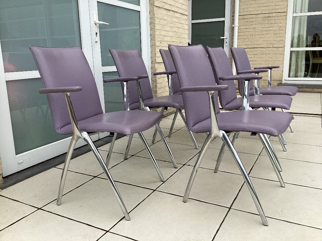 Luxe Leolux eetkamerstoelen model Natello(als nieuw)6stuks, Ophalen, Zo goed als nieuw, Leer, Jori Sede durlet Benz