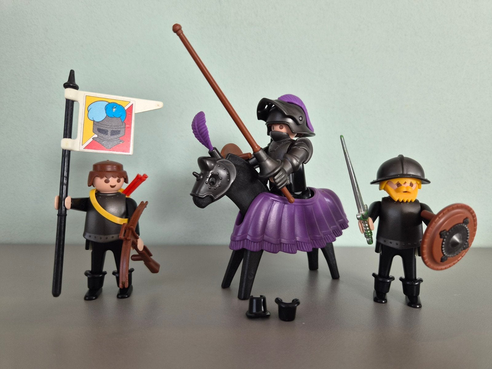 Playmobil 3329 Ridder met schildknapen origineel 1986, Gebruikt, Complete set, Ophalen of Verzenden, Kasteel/Fort