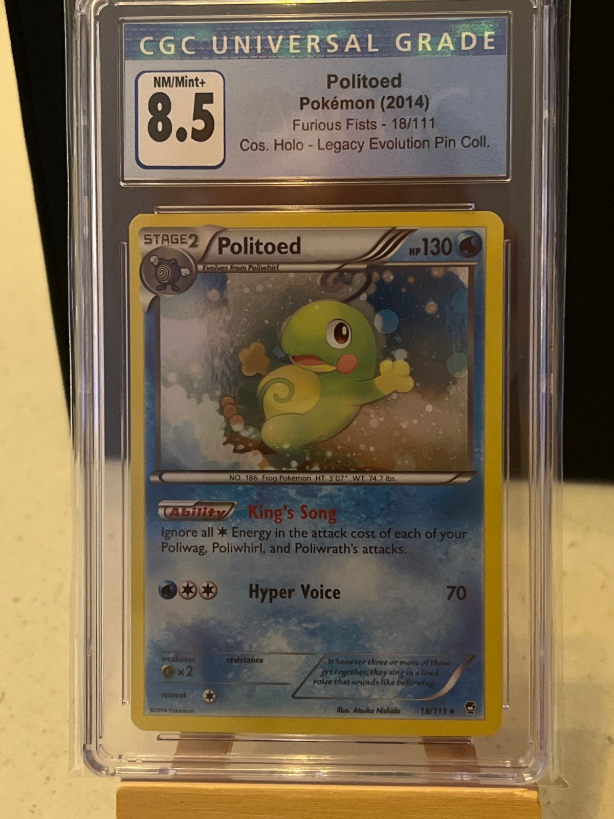 Politoed Pokémon Kaart CGC 8.5 NM/Mint+ Furious Fists Holo, Ophalen of Verzenden, Zo goed als nieuw, Losse kaart, Foil