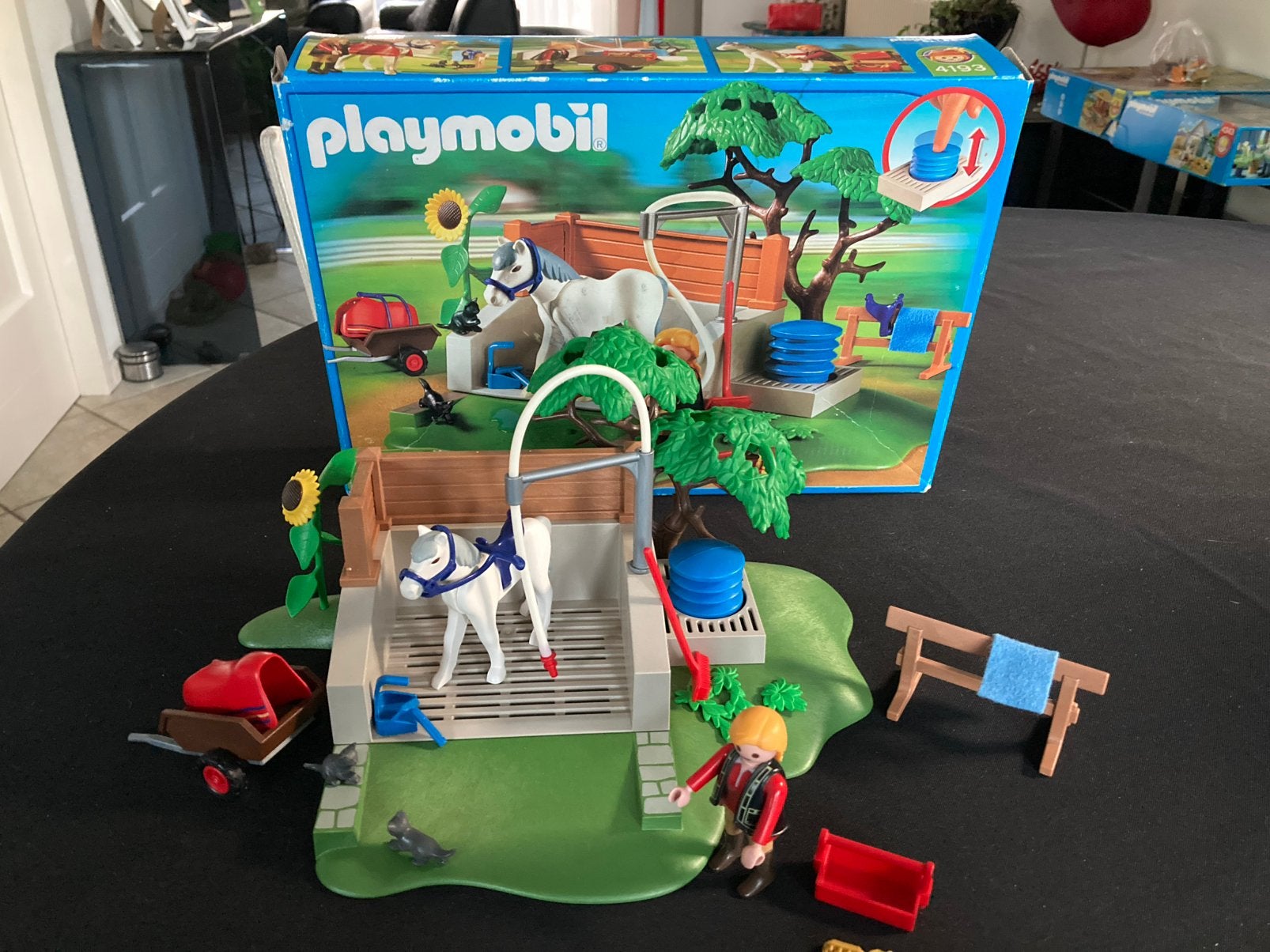 Playmobil paarden wasbox 4193 + ovv, Kinderen en Baby's, Speelgoed | Playmobil, Ophalen of Verzenden, Zo goed als nieuw