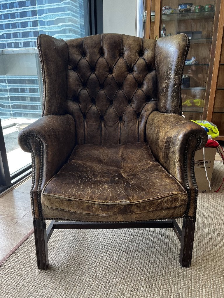 Leren fauteuil, Ophalen, Gebruikt, Minder dan 75 cm, Leer