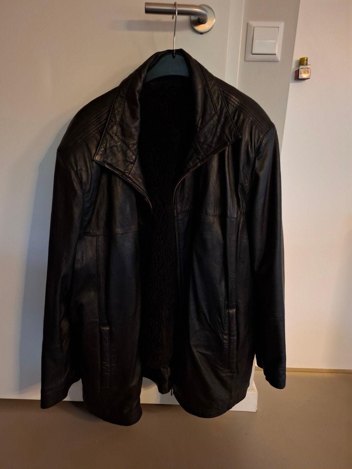 prachtige kwaliteit gevoerde, leren herenjas, Kleding | Heren, Ophalen, Zo goed als nieuw, Maat 52/54 (L), Zwart