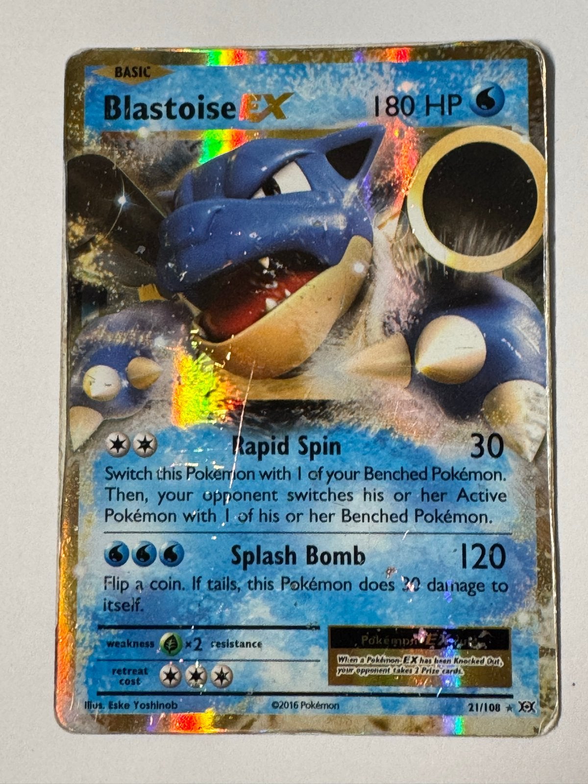 Pokémon Blastoise EX Kaart - Gebruikt, Ophalen of Verzenden, Gebruikt, Losse kaart
