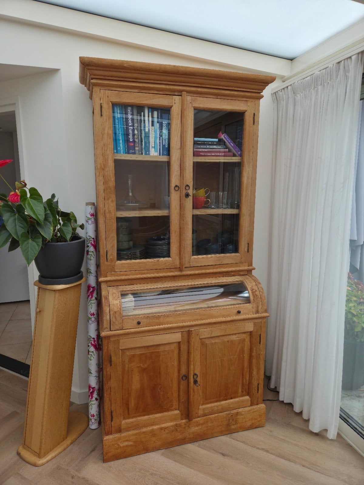 koloniale buffetkast 100x215 massief oud teakhout, Ophalen, Gebruikt, Teakhout, 50 tot 100 cm