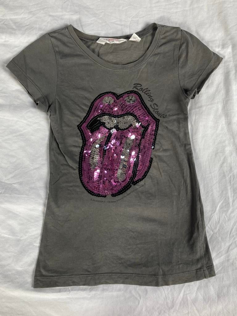 H&M Rolling Stones T-shirt maat 134/140, Kinderen en Baby's, Ophalen of Verzenden, Gebruikt, Meisje, Shirt of Longsleeve