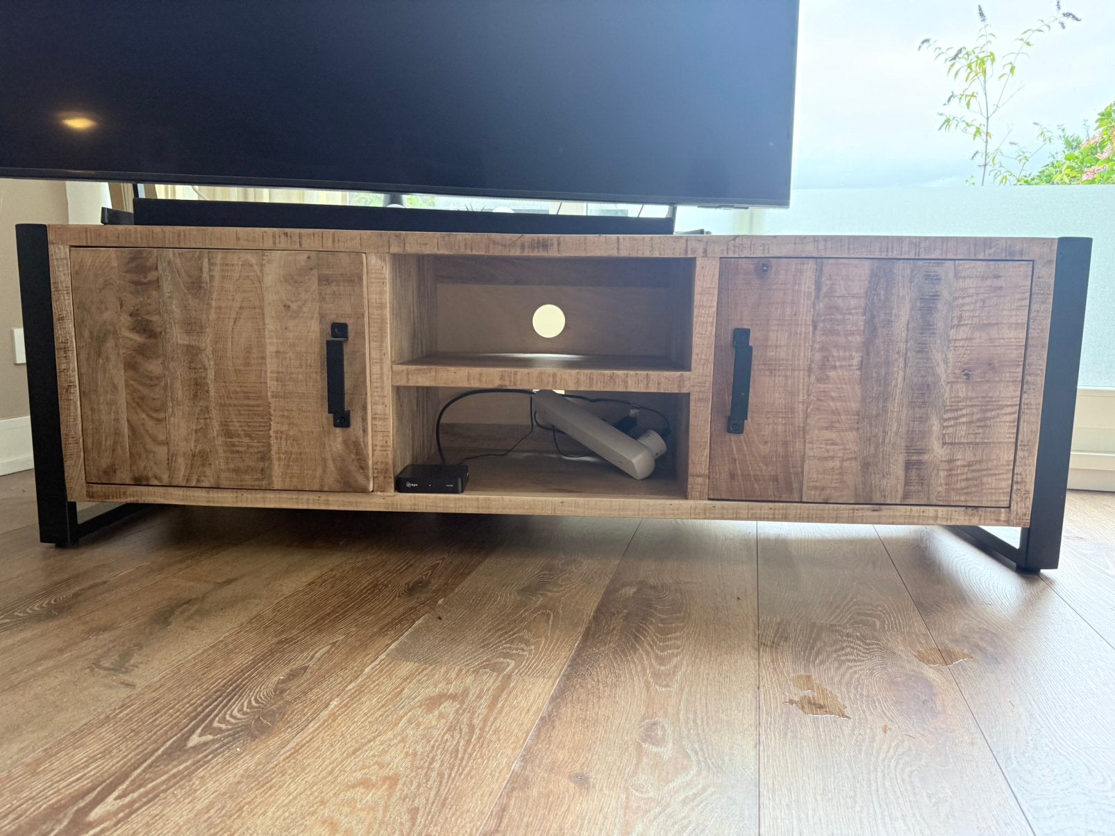 Industriële TV meubel Mango, Ophalen, 150 tot 200 cm, Zo goed als nieuw, Minder dan 100 cm