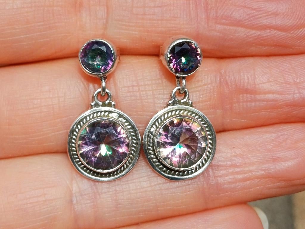 Vanoli - 925 zilveren oorbellen / oorstekers mystic topaas, Sieraden, Tassen en Uiterlijk, Oorbellen, Nieuw, Hangers, Zilver, Overige kleuren