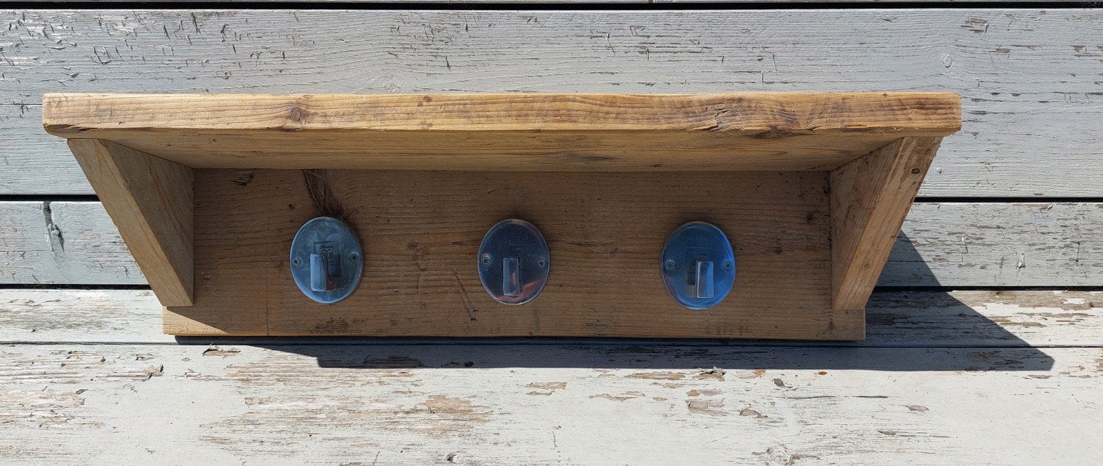 Kapstok van steigerhout met Riviera Maison haken, Huis en Inrichting, Woonaccessoires | Kapstokken, Gebruikt, Minder dan 100 cm