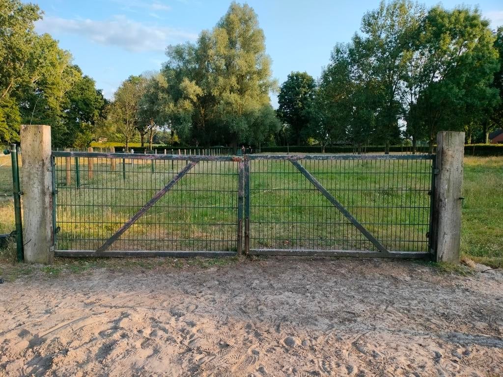Weidepoort twee stuks van 4.2m, Tuin en Terras, Tuinhekken en Hekwerk, Ophalen, IJzer, Tuinhek