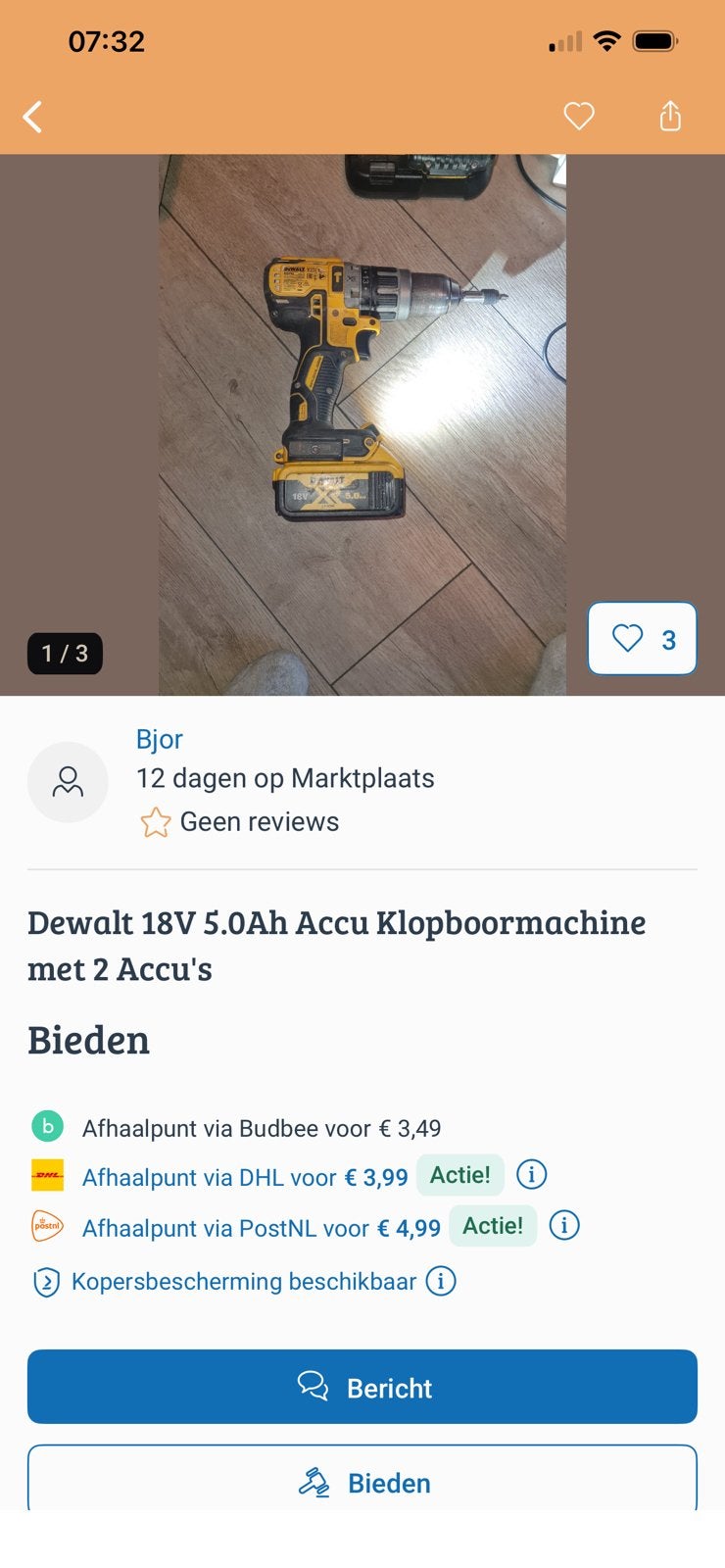 Dewalt 5 oah accu klopboormachine, Eén persoon, Kortingsbon