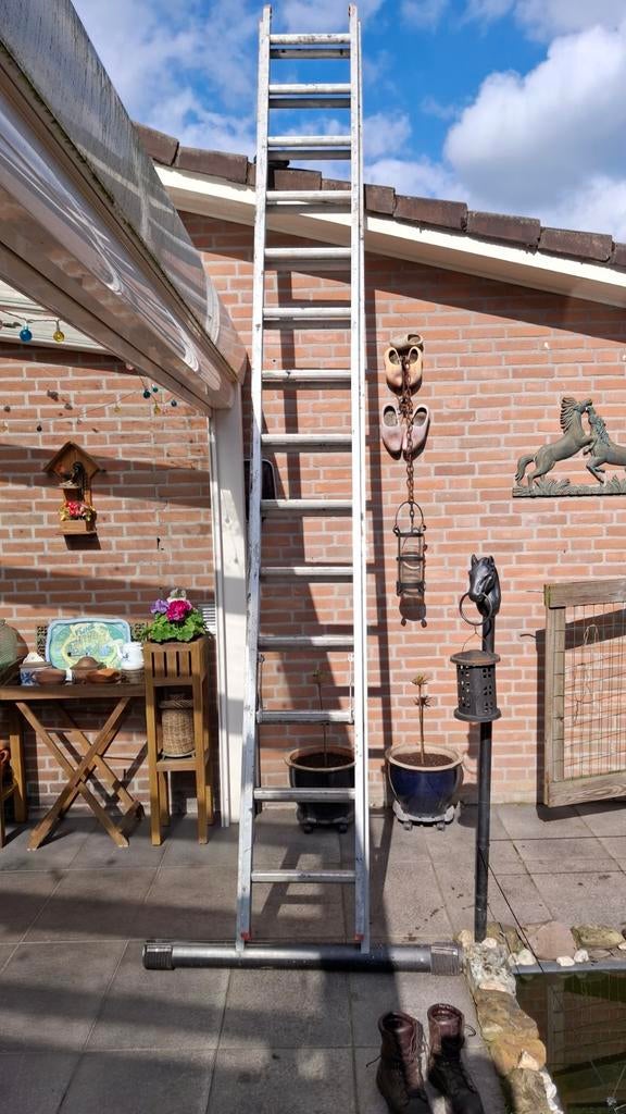 Aluminium 2x14 sporten ladder, Ophalen, Gebruikt, 4 meter of meer