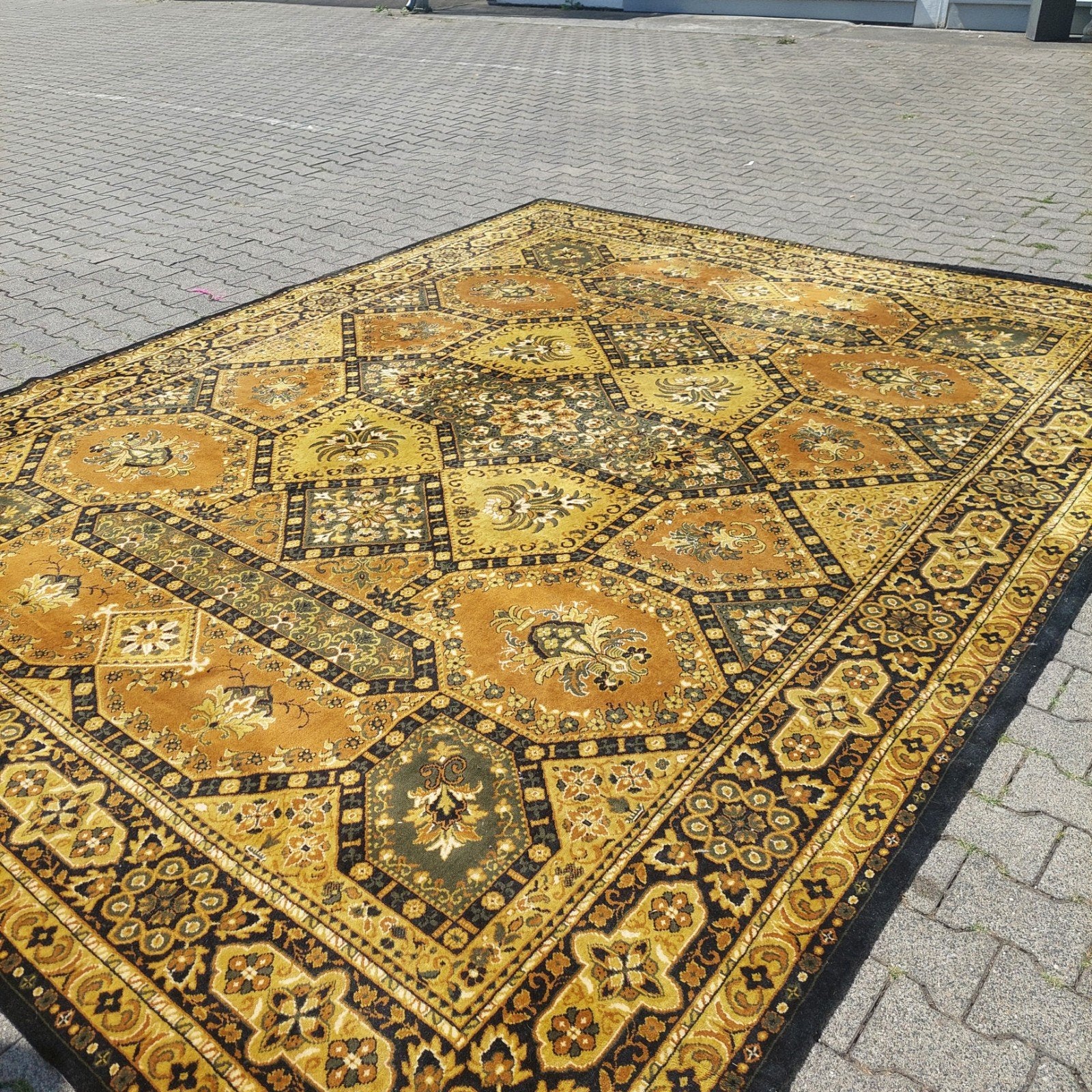 Large Vintage Vloerkleed G.S. Teppiche 'Sultan' – 300 x 400, Ophalen, Gebruikt, ., Geel
