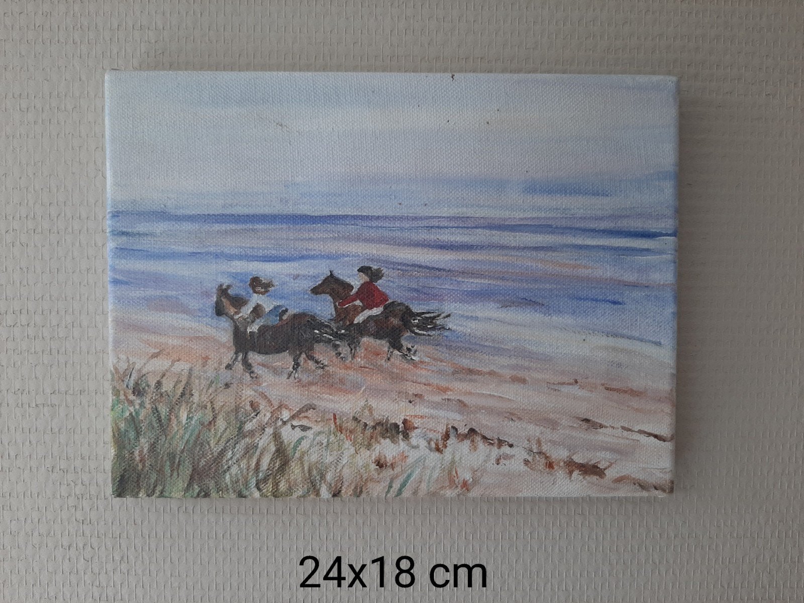 schilderij ruiters op strand, Ophalen of Verzenden
