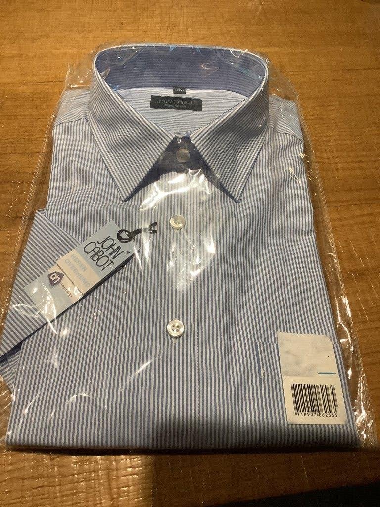 John Cabot Heren overhemd korte mouw XL - NIEUW!, Ophalen of Verzenden, Zo goed als nieuw, Blauw, Halswijdte 43/44 (XL)