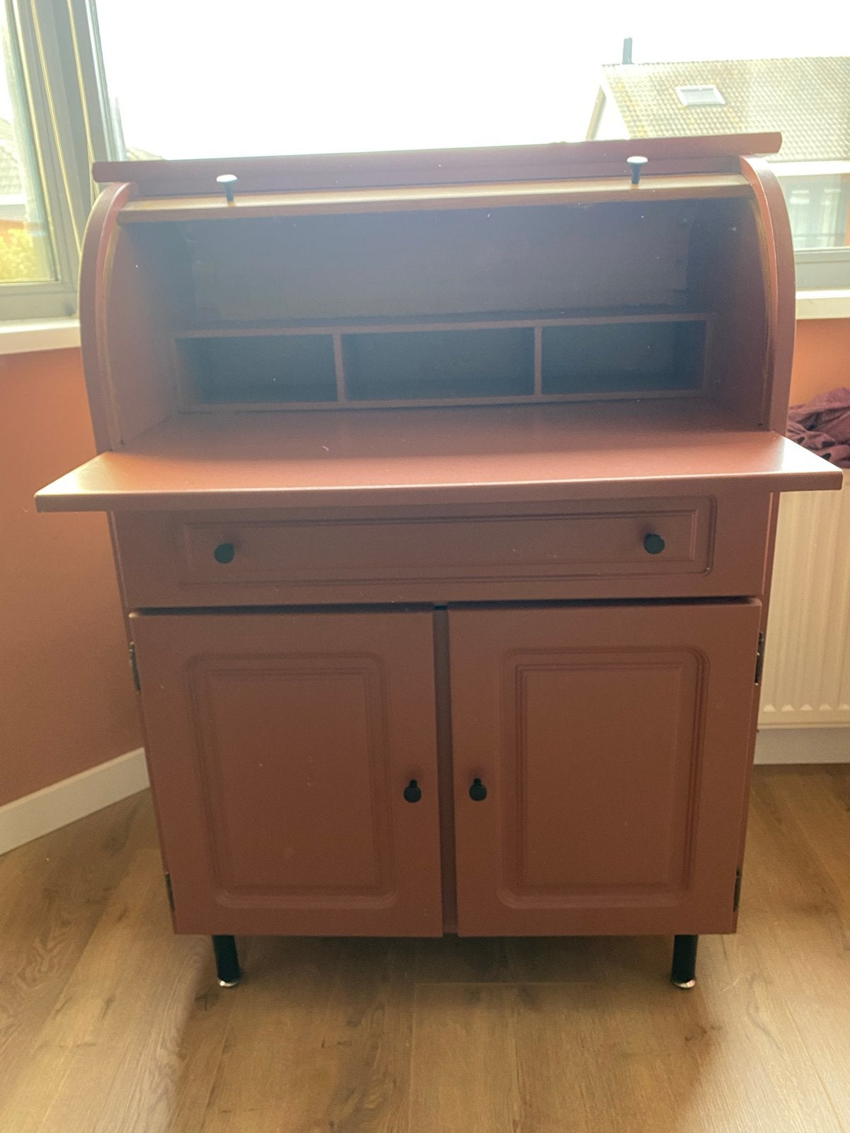Vintage rolluik secretaire / bureau kastje, Ophalen, Gebruikt