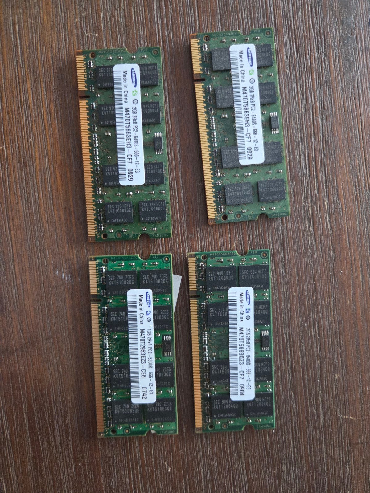 Samsung DDR2 RAM set (3x 2GB, 1x 1GB) voor laptops, Ophalen of Verzenden, DDR2, Laptop, 4 GB