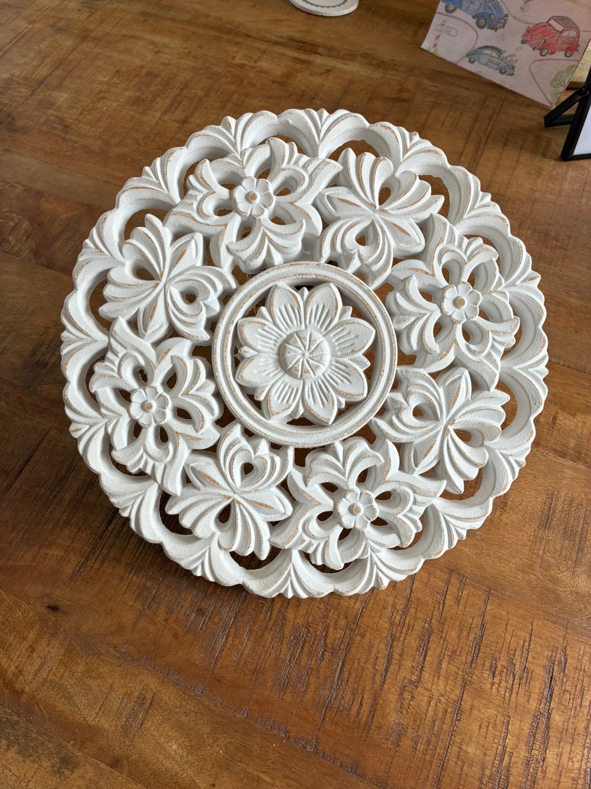 Hele mooie ronde decoratieve schijf of raamdecoratie, 30 cm, 30 cm, Hout, Ophalen of Verzenden