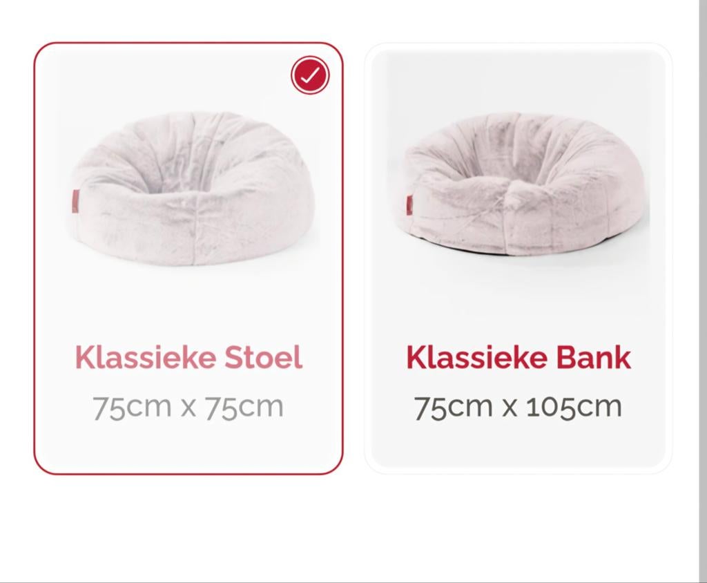Loungepug Zitzak Crème/Roze 75x75cm, Huis en Inrichting, Zitzakken, Ophalen, Zo goed als nieuw, Roze