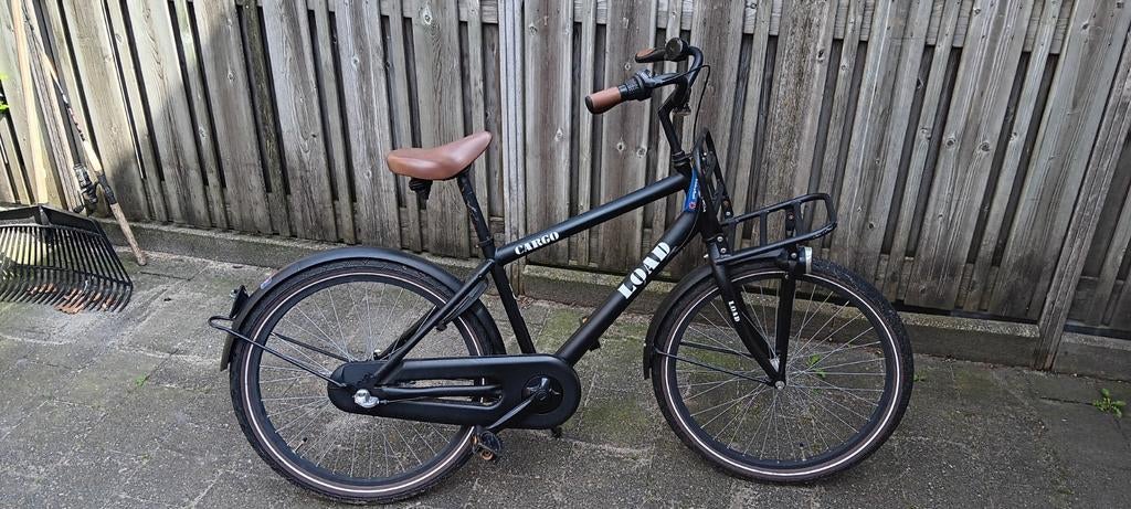 Bikefun Load Cargo kinderfiets 24 inch matzwart, Fietsen en Brommers, Fietsen | Jongens, Gebruikt, 24 inch, Handrem, Versnellingen