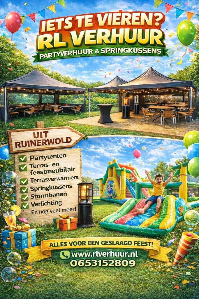 Party en springkussen verhuur, Tuin en Terras, Ophalen, Zo goed als nieuw, Minder dan 5 meter