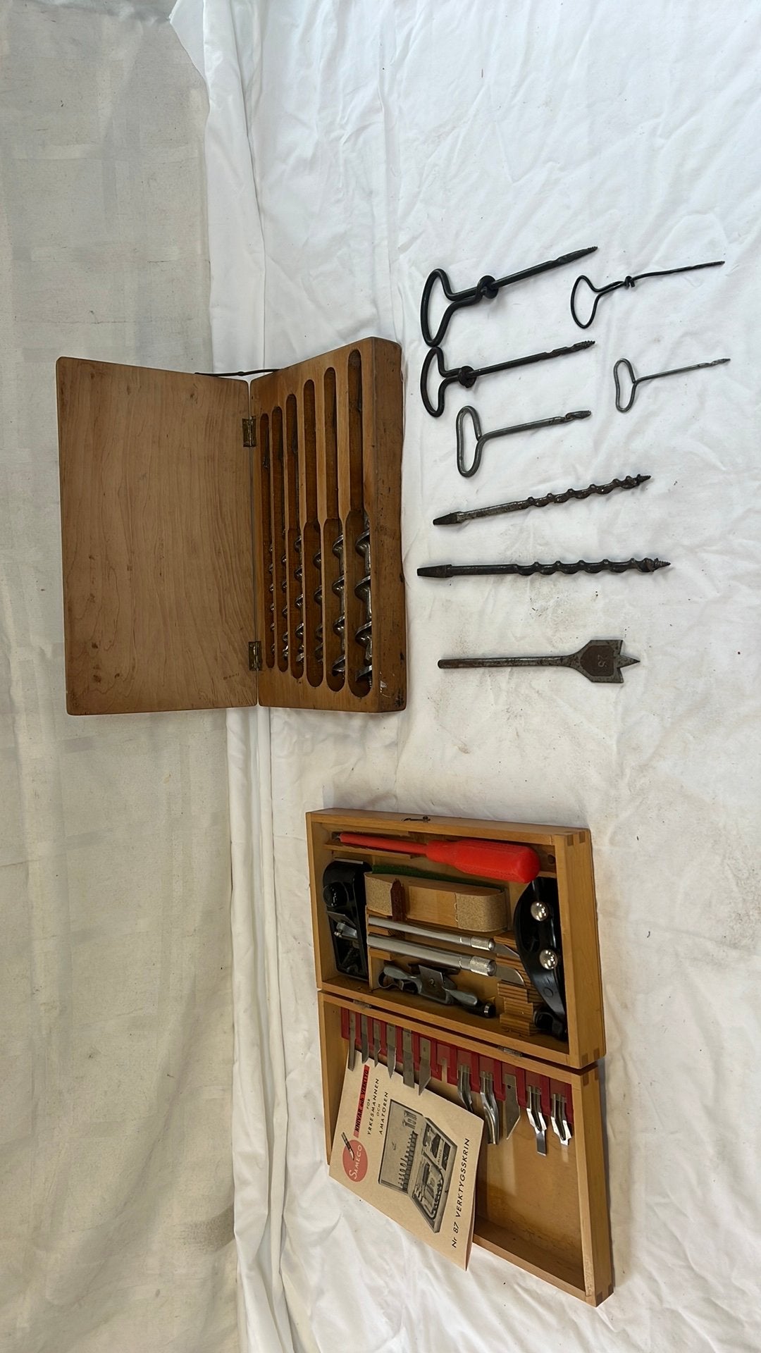 Antieke spiraal boren set en sameco houtbewerking set, Antiek en Kunst, Ophalen of Verzenden