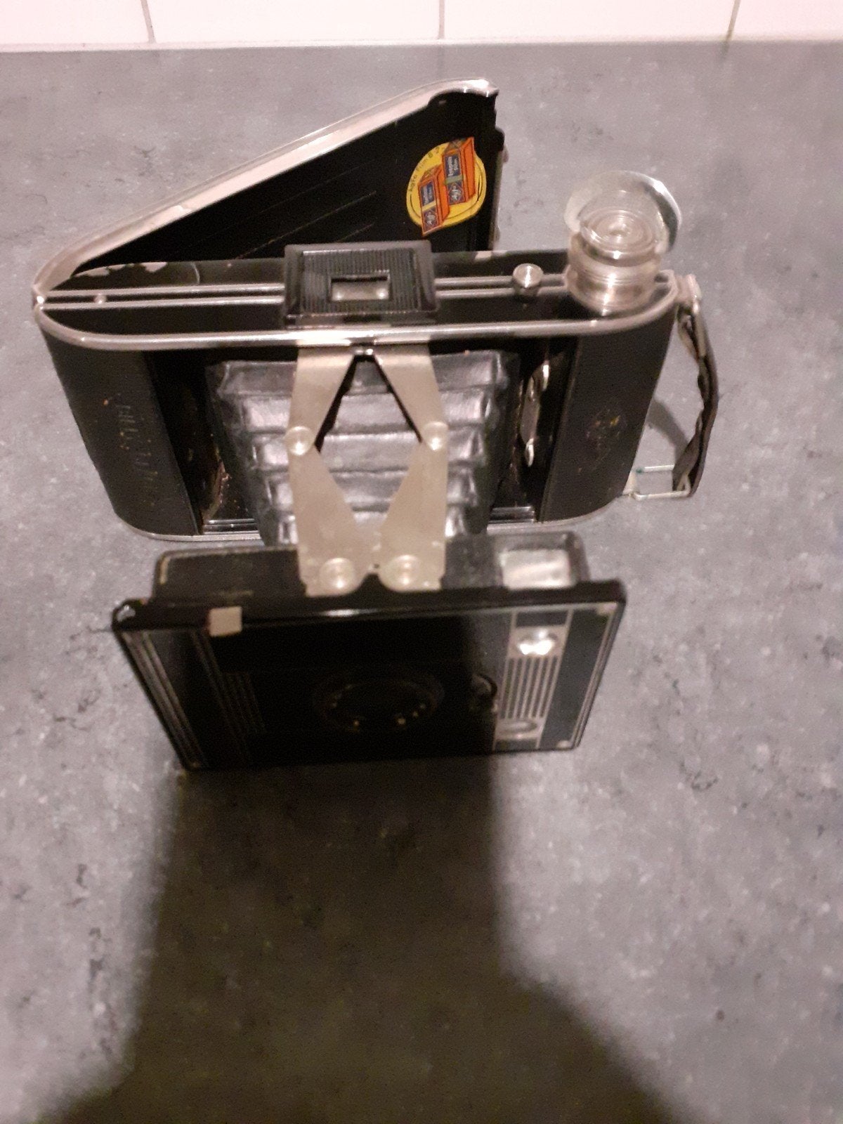 Vintage Agfa Bilinar Alles Klikt Balgcamera met Hoes, Ophalen of Verzenden, Gebruikt, Compact, Overige Merken