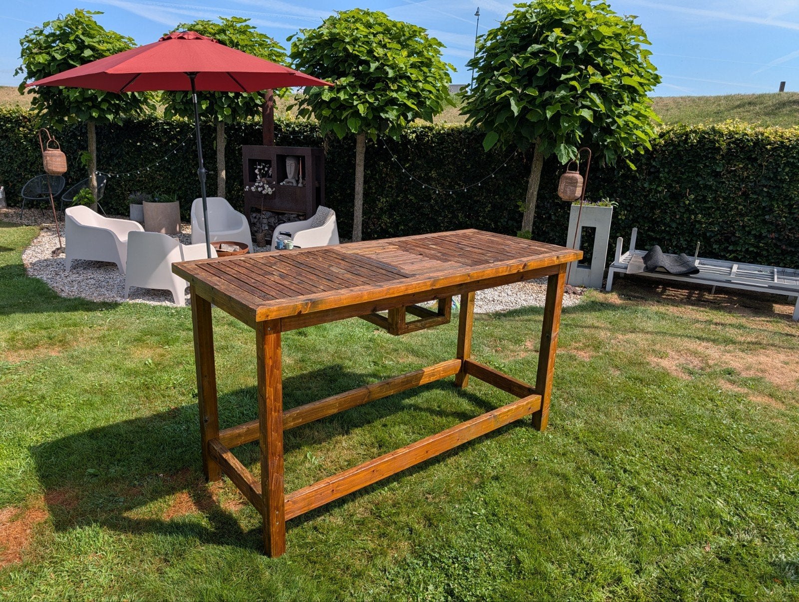 Biertafel met verzonken bierkrat voor 10 personen, Tuin en Terras, Tuintafels, Ophalen