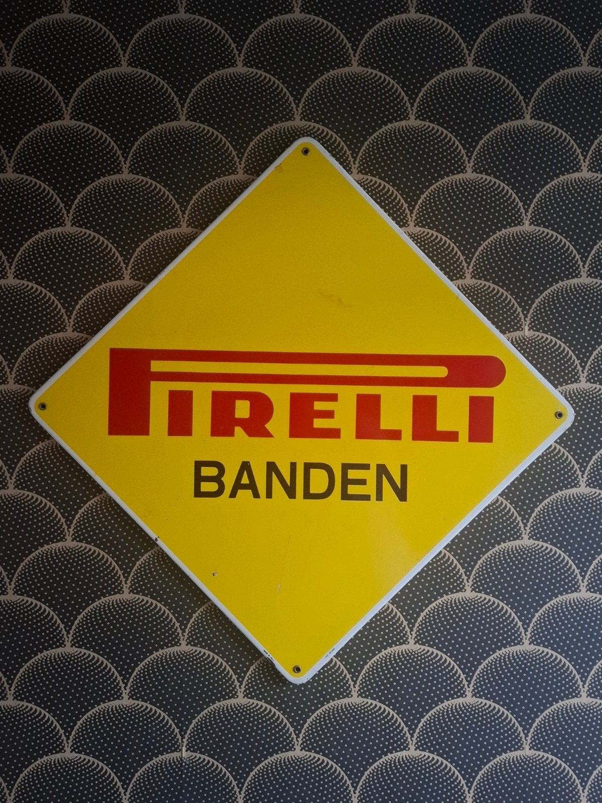 pirelli werkplaats / dealer bord metaal made in italia, Ophalen of Verzenden, Gebruikt, Auto's