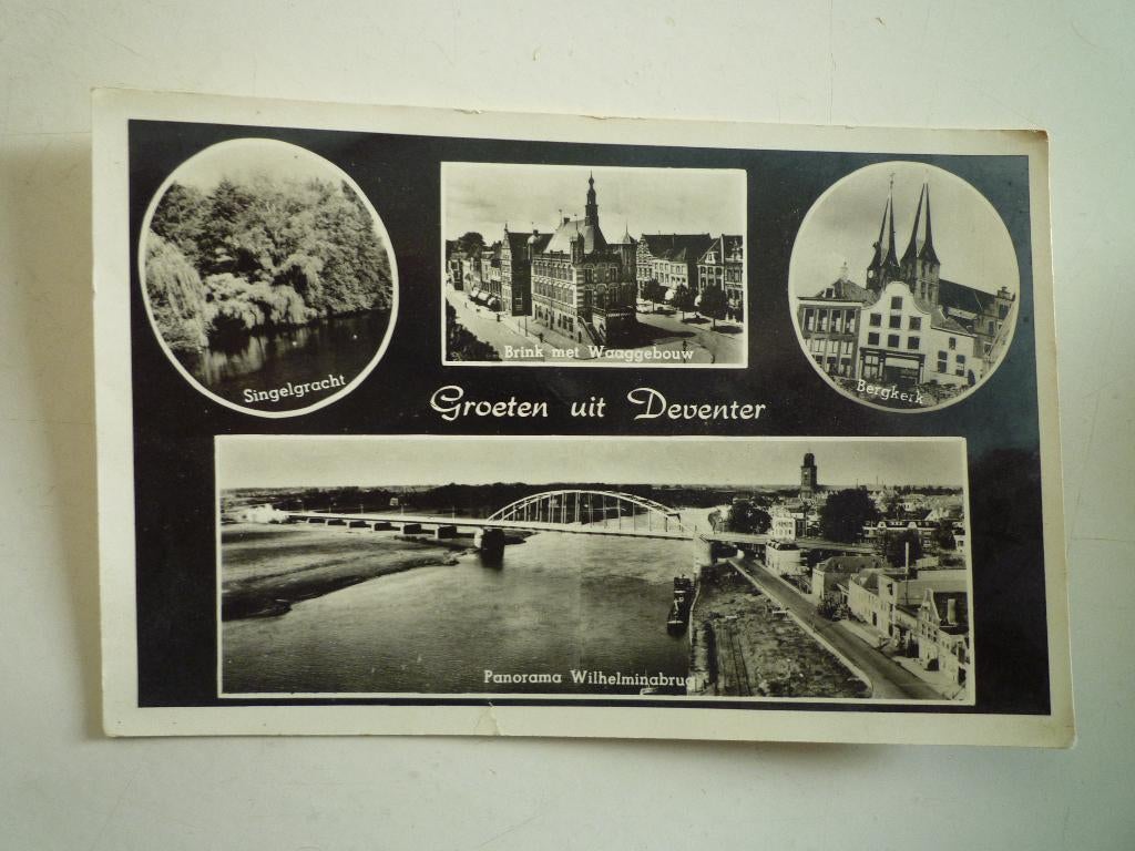 groeten uit Deventer Bergkerk Wilhelminabrug Waaggebouw, Ophalen of Verzenden, Voor 1920, Overijssel