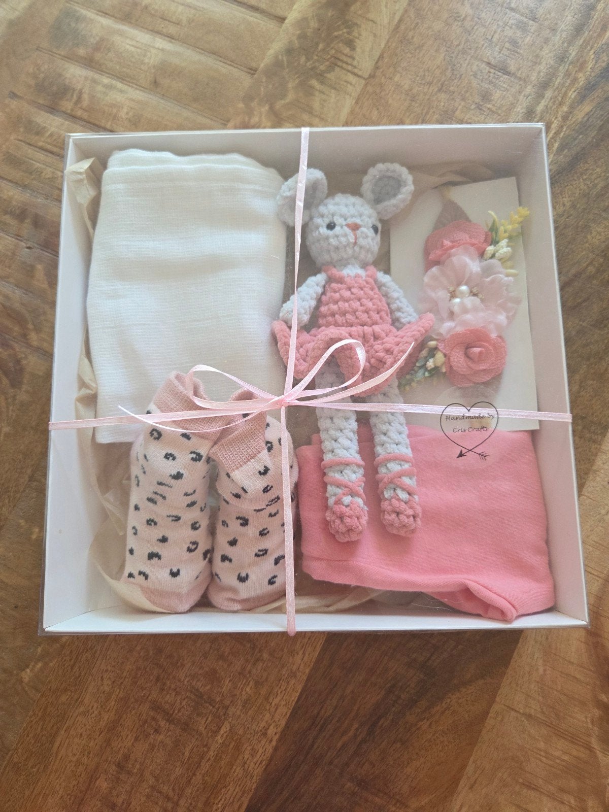 Kraamcadeau / Babyshower Cadeau - Roze Ballerina Muis, Ophalen of Verzenden