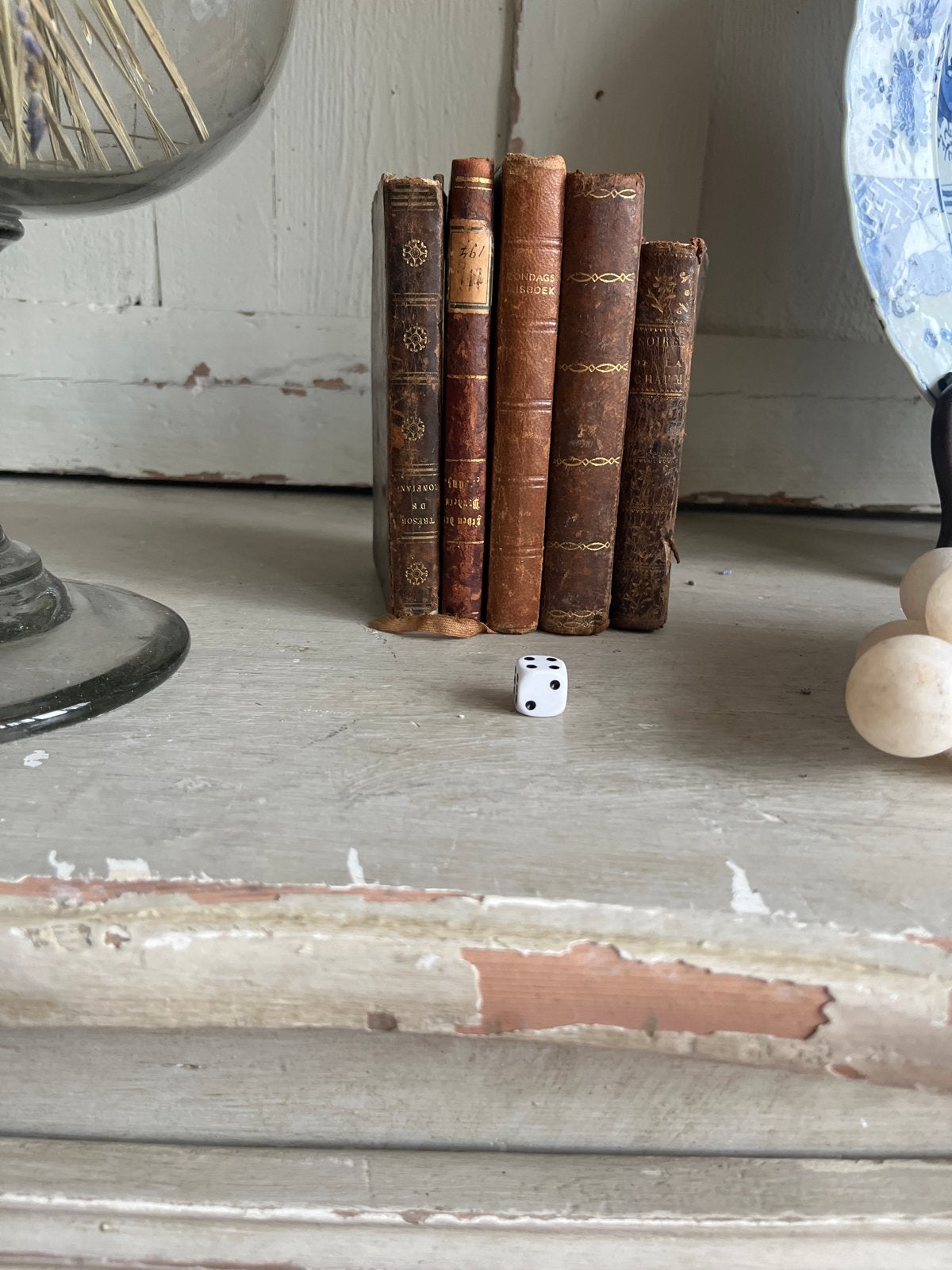 Set van 5 antieke lederen boeken, Antiek en Kunst, Antiek | Boeken en Bijbels, Ophalen of Verzenden