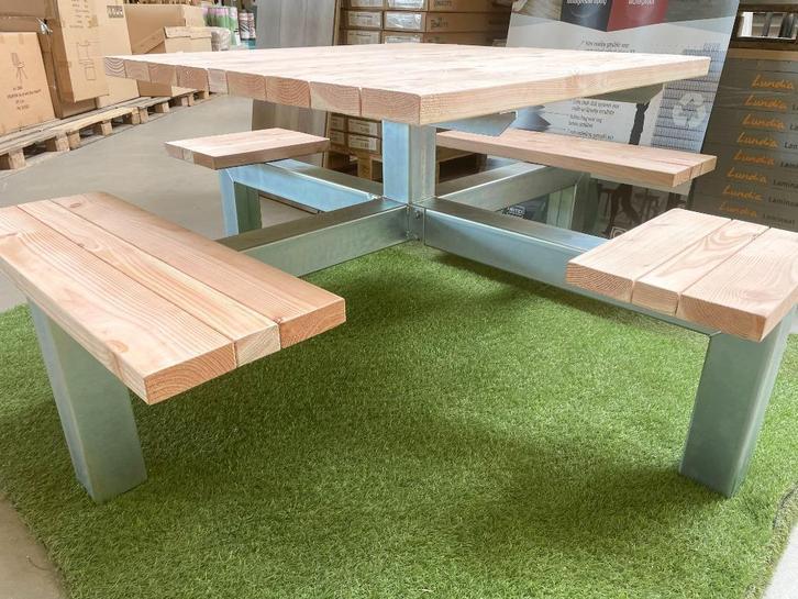 Picknicktafel - Frame - 6 persoons - Gegalvaniseerd - UNIEK!, Tuin en Terras, Picknicktafels, Staal, Nieuw, Niet ingevuld, Ophalen