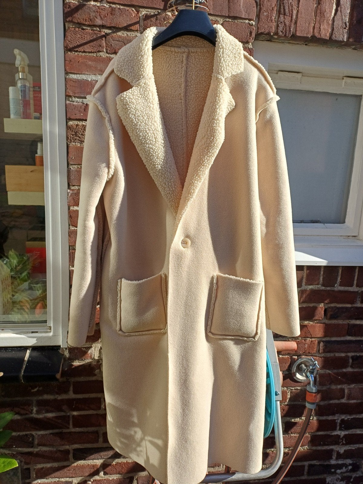 Mooie jas, aan 2 kanten te dragen, maat S, Ophalen of Verzenden, Zo goed als nieuw, Maat 36 (S), Beige