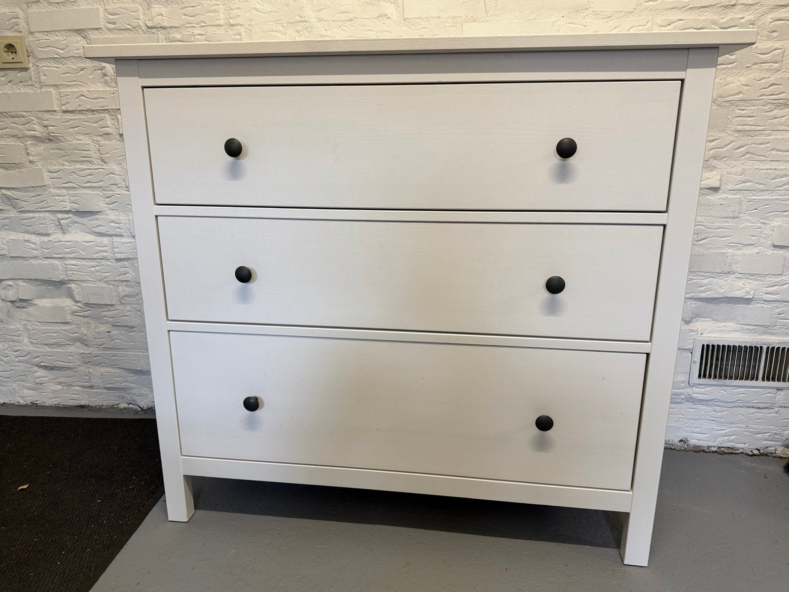Witte ladekast (commode) met 3 laden - Breedte 107,7 cm, Ophalen, Gebruikt, 100 tot 150 cm, 3 of 4 laden