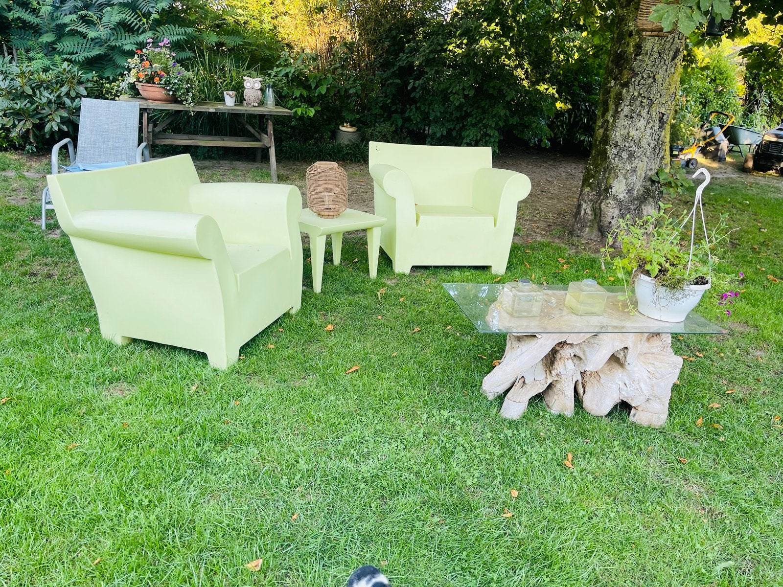 2x Kartell Bubble Chair Philip Starck met tafeltje, Ophalen, Gebruikt, Kunststof