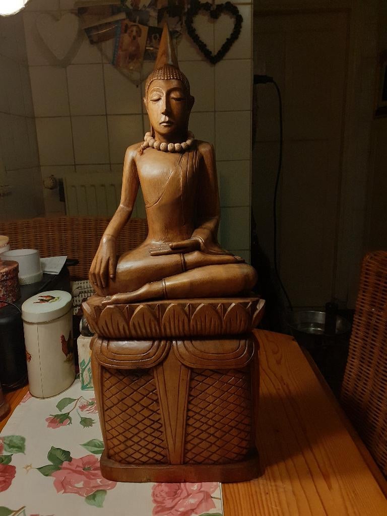 Thaise Boeddha, fraai Houtsnijwerk, Ophalen of Verzenden