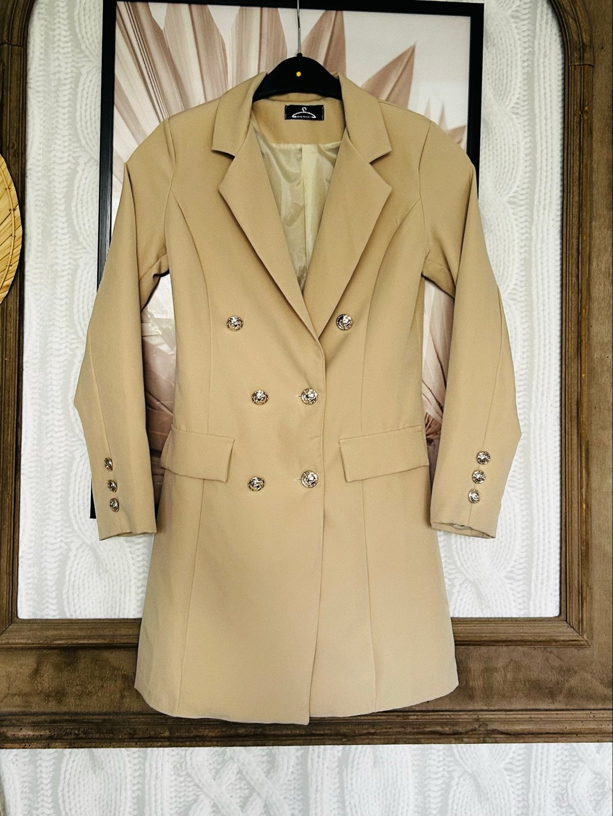 Made in Italy Colbert camel blazer maat S, Beige, Ophalen of Verzenden, Zo goed als nieuw, Knielengte