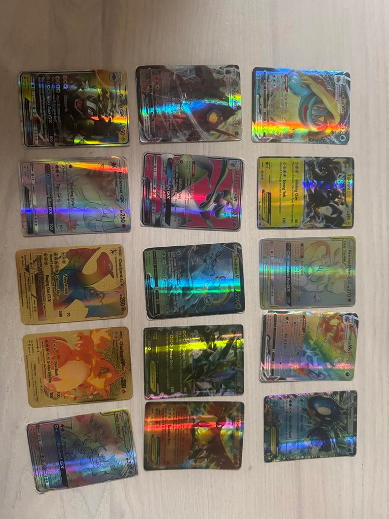 Pokémon GX/VMAX fan cards – gouden & rainbow kaarten, Ophalen of Verzenden, Gebruikt, Meerdere kaarten