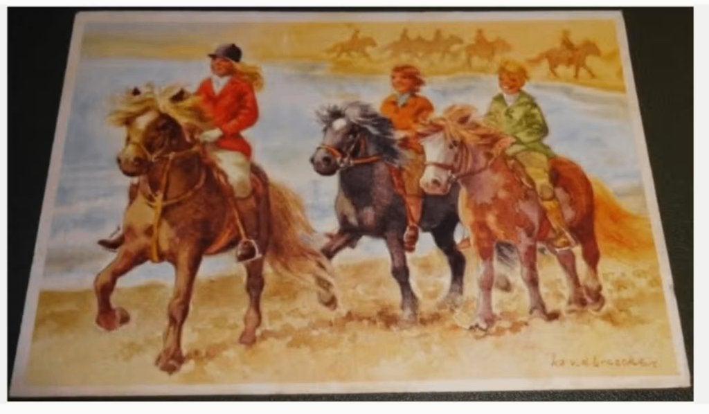 Paard - Paarden - Pony rijden op strand, Verzenden, 1980 tot heden, Gelopen, Paard