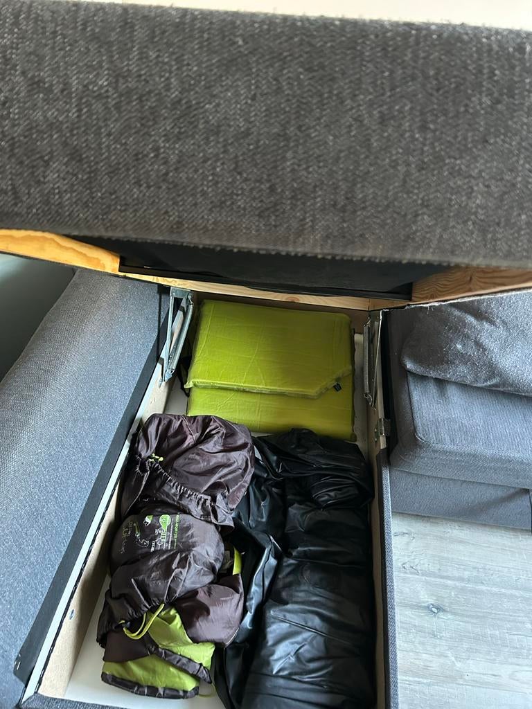 IKEA Friheten slaapbank met opbergruimte, 5 kussens, Ophalen, Gebruikt, Driepersoons, 200 tot 250 cm