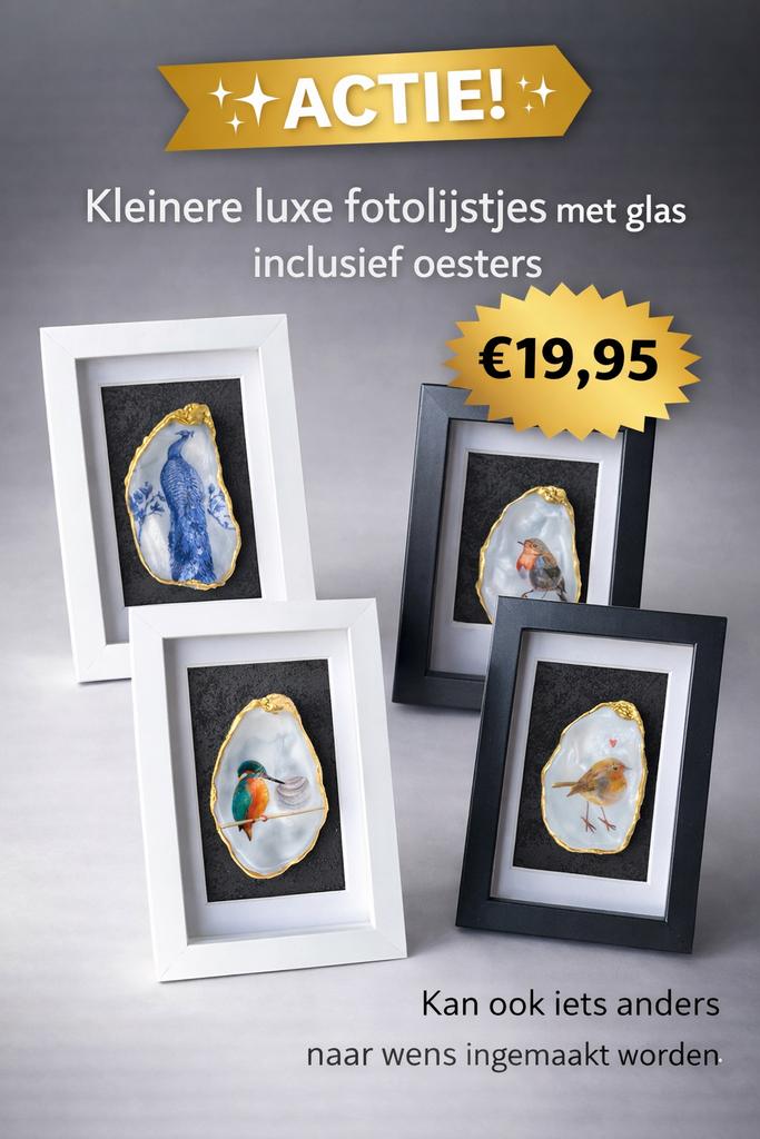 Oester fotolijstje met alles na wens actie €19,95 per dtuk, Ophalen of Verzenden, Nieuw
